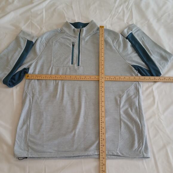 Callaway Sweater Men L Gray Striped Golf 1/4 Zip Pullover Performance Fleece - Picture 11 of 14